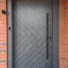 Modern Single Entry Door with Herringbone Pattern
