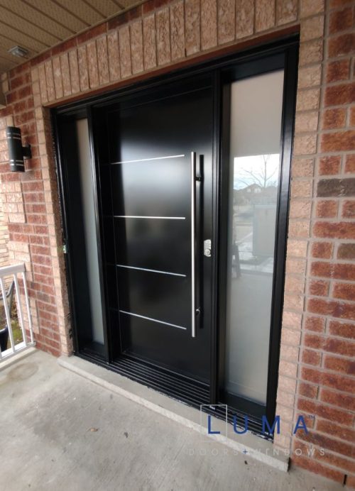 sleek pull handles modern steel entry door