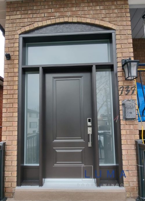 steel entry door top glass bar