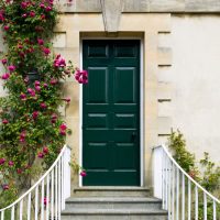 dark green entry door