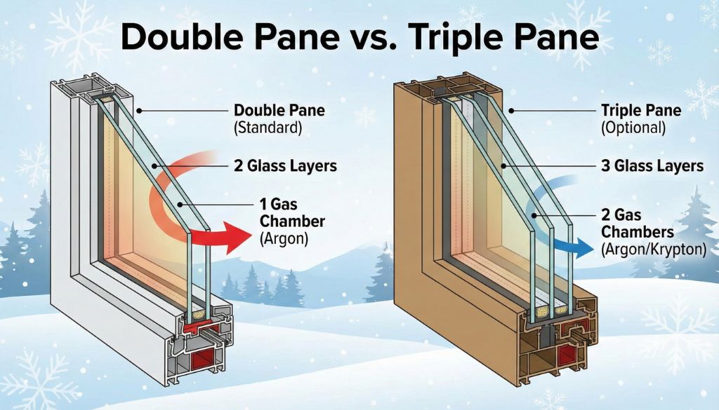 double vs triple pane windows structure infographic double vs triple pane windows structure infographic