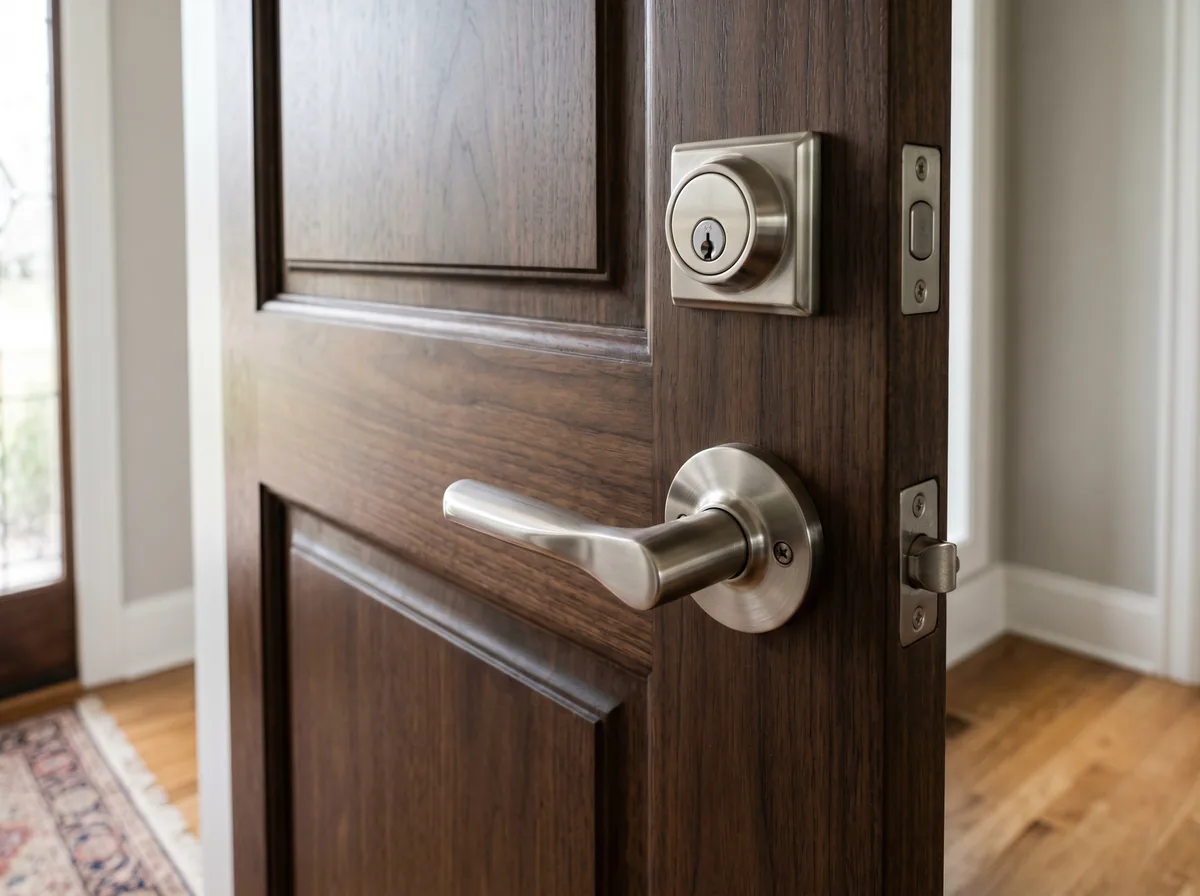 Installers fitting a pre-hung double entry door unit into a Toronto home rough opening